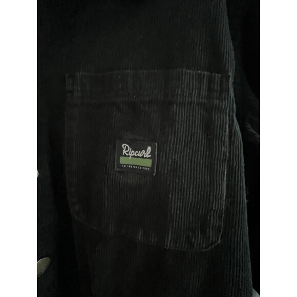 Rip Curl Black Corduroy Work Shirt Mens Small Button Snap Shirt Jacket excellent - Picture 4 of 8